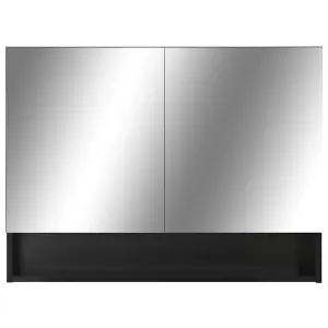 Berkfield LED Bathroom Mirror Cabinet Black 80x15x60 cm MDF