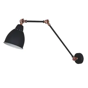 Luminosa Industrial And Retro Dome Wall Lamp Graphite, Red Copper 1 Light  with Graphite Shade, E27