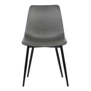 Bixler Contemporary Armless Upholstered Dining Chair with Black Metal Legs Grey