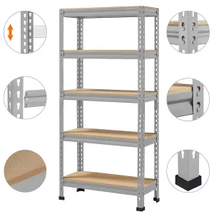 Yaheetech Light Grey Metal 5 Tiers Boltless Storage Shelf for Warehouse Home