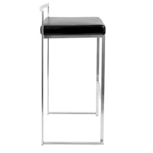 Daggett 68.5cm Bar Stool (Set of 2) Stainless Steel / Black / Bar Stool (30.75" Seat Height)