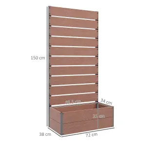 Outsunny Raised Garden Bed with Trellis and Drainage Hole, Planter Box, Brown