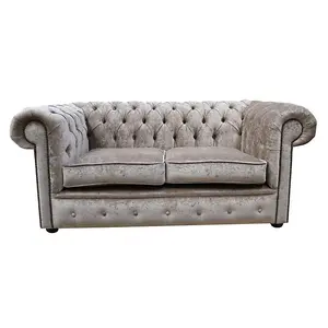 Chesterfield 2 Seater Sofa Settee Pastiche Mink Velvet In Classic Style