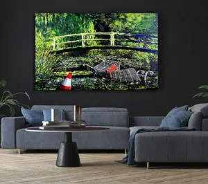 Water Lillies Trash Canvas Print Wall Art - Medium 20 x 32 Inches