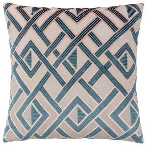 Henley Geometric Square Throw Cushion Covers Blue