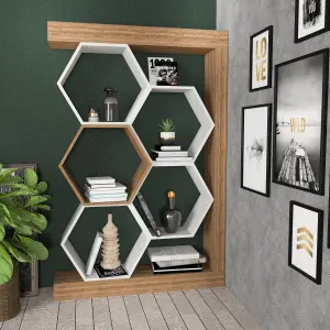 Decorotika Artemis Bookcase Bookshelf Shelving Unit Hexagon Shelves