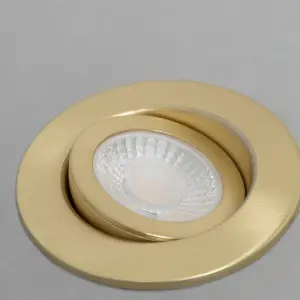 Litecraft COB LED Satin Brass Adjustable Colour Changing Bathroom Downlight