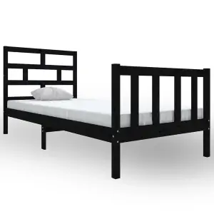 Berkfield Bed Frame Black Solid Wood Pine 100x200 cm