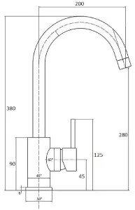 Flode Lillehammer Single Lever Kitchen Sink Mixer Tap with Swivel Spout Gun Metal Finish