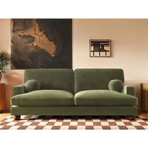 Solace+Co Addison 3 Seater Velvet Sofa - Khaki Green