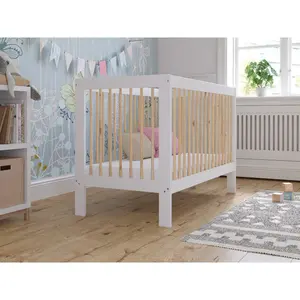 Adwolf Cot Bed with Mattress White/Pine