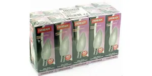 10 x Eveready 40W SBC B15 Opal Candle Light Bulbs