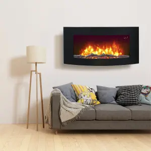 2kW Gloss Black Cast iron effect Electric Fire