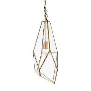 Luminosa Avery 1 Light Pendant Antique Brass, Glass, E27