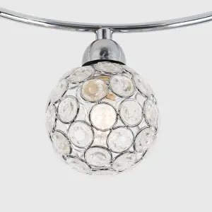 ValueLights Ducy Contemporary 3 Way Silver Chrome Swirl Design Flush Ceiling Light with Stunning Acrylic Jewel Globe Shades