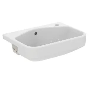 Ideal Standard i.life S Gloss White Rectangular Semi-recessed Basin (W)50cm