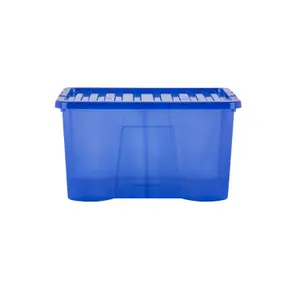 Wham 5 Piece Multisize Crystal Stackable Plastic Storage Box & Lid Set Tint Spectrum Blue