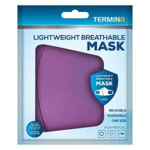 Termin8 Lightweight Breathable Reusable Face Mask for Adults, Machine Washable - Purple