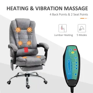 Vinsetto Ergonomic Heated 6 Points Vibration Massage Office Chair Grey