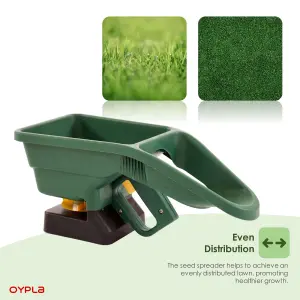 Oypla Green Handheld Garden Lawn Grass Feed Seed Fertiliser Spreader Shaker