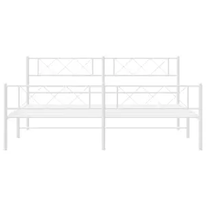 Berkfield Metal Bed Frame with Headboard and Footboard White 183x213 cm