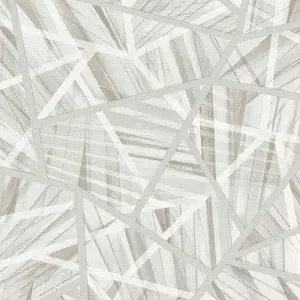 AS Creation Geometric Grass Leaves Geo Vinyl Non Woven Grey Wallpaper