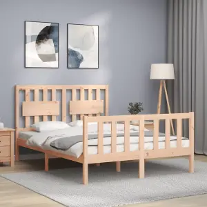 Berkfield Bed Frame with Headboard Small Double Solid Wood