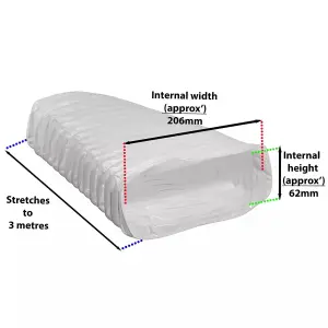 SPARES2GO Vent Hose Rectangle PVC 3M Long Rectangular HVAC 206mm x 62mm Flexible Duct Pipe