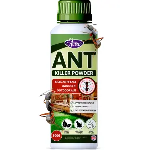 Aviro Ant Killer Powder - Naturally Derived, Pet Friendly Ant Powder Approved For Use On Lawns & Ant Nests. 300g