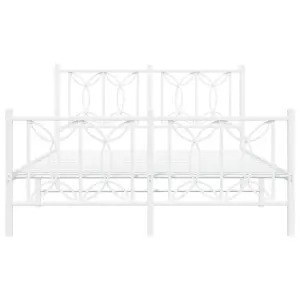 Berkfield Metal Bed Frame without Mattress with Footboard White 140x200cm