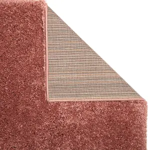 Modern Easy to Clean Pink Plain Shaggy Rug for Dining Rug-200cm X 285cm