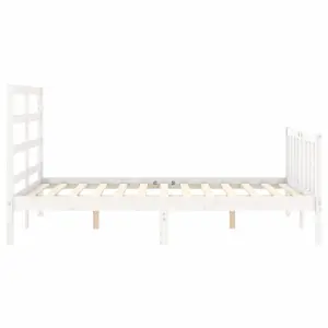 Berkfield Bed Frame with Headboard White 4FT Small Double Solid Wood