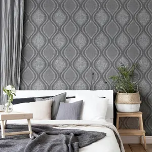 Arthouse Curve Charcoal Wallpaper