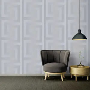 Versace Greek Key Wallpaper 10m x 70cm - Silver 93523-5