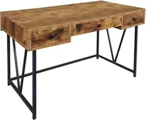 Mda Designs Belleterre Home Office Study Rustic Design Ergonomic Desk Table Workstation With 3 Drawers Nutmeg Black