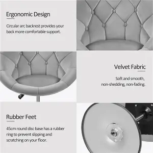 Yaheetech Grey Upholstered Height Adjustable Round Swivel Chair