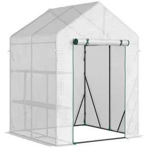 Outsunny Greenhouse for Outdoor, Portable Gardening Plant Grow House w/ Shelf