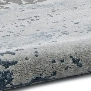 Grey Navy Abstract Modern Easy to Clean Rug For DiningRoom Bedroom and Living Room -160cm X 220cm