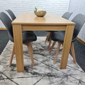 Kitchen Dining Table With 4 Chairs Dining Table Room Set 4 Wooden OAK Effect Table 4 Grey Tulip Chairs Furniture Kosy Koala