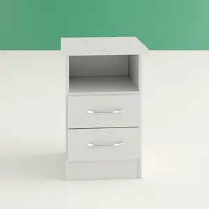 Cascio 2 Drawer Bedside Table White Gloss