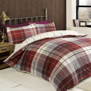 Flanelette Brushed Cotton Tartan Duvet Cover Set