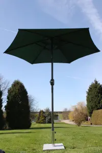 2.1M Wide Garden Parasol Umbrella With Tilt and Crank  (Green)