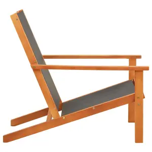 Berkfield Garden Lounge Chair Black Solid Eucalyptus Wood and Textilene