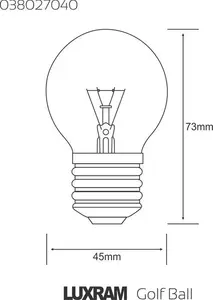 Golf Ball E27 Clear 40W Incandescent/T