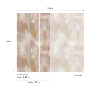 Grandeco Abstract Texture 3 panel repeatable Textured Mural, Blush 2.8 x 1.59m