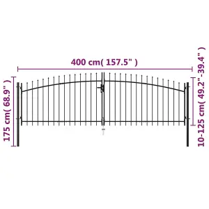 Berkfield Double Door Fence Gate with Spear Top 400x175 cm