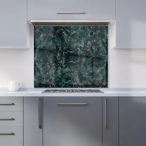 Dark Green Quartz Effect Premium Glass Kitchen Splashback W900mm x H650mm