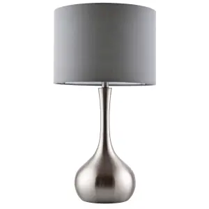 Anson Lighting Leahurst Table light finished in Satin nickel plate and grey fabric