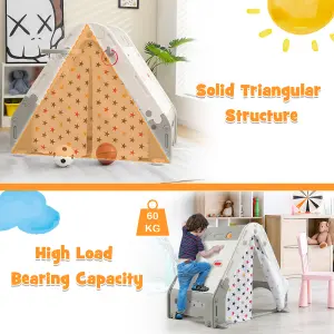 Costway 6 in 1 Children Kids Playhouse w/ Tent Climbing Wall & White Board