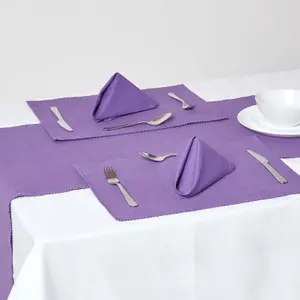 Homescapes Cotton Plain Purple Table Runner